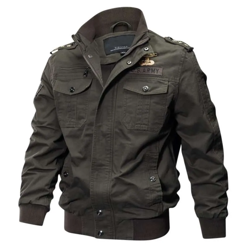 Plus Size Military Bomber Jacket Men Spring Autumn Casual Multi-pocket Pilot Jackets Male Army Cargo Flight Mens M-6XL 210928