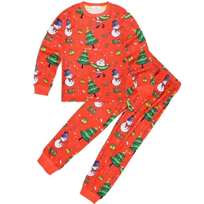 Kerstmiskinderen Pyjama's Snowman Santa Claus Trainingspak Lange Mouw Huis Kleding Pyjama Casual Jongens Meisjes Tweedelige Pak G116W6LV