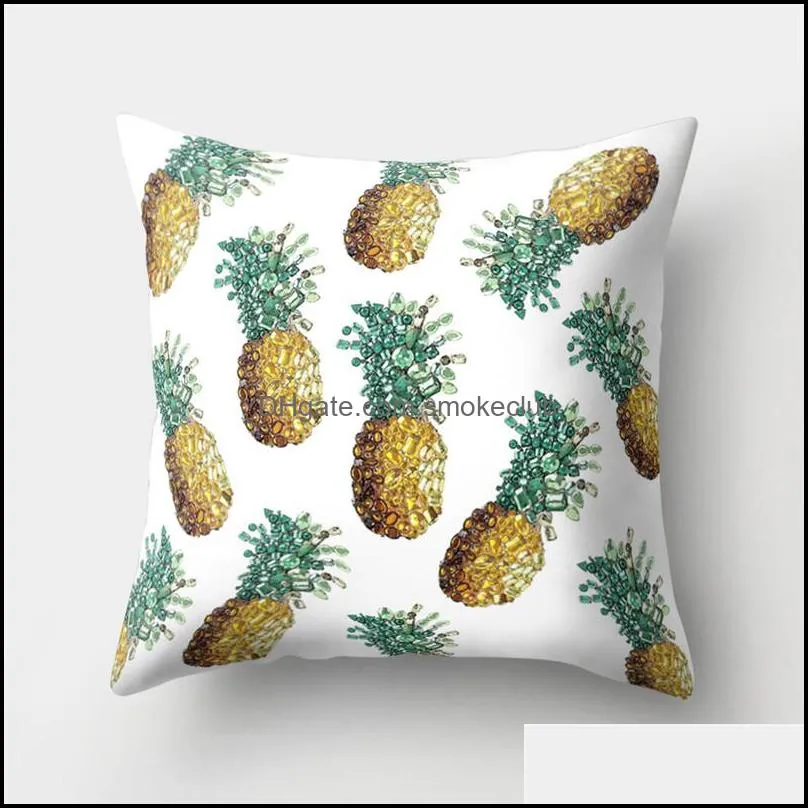 New Fashion Peach Skin Pillow Cover Pineapple Fruit Pattern Pillowcase Home Textiles Sofa Decor