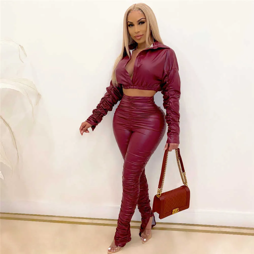 Red leather two piece set hotsell