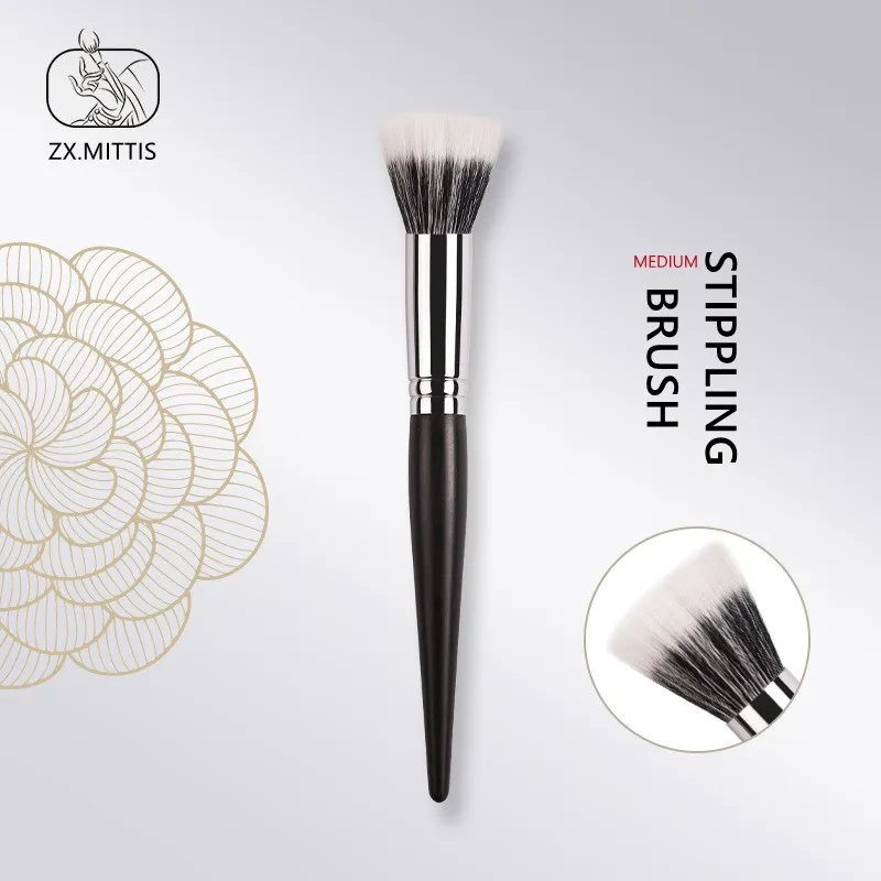 Ebony Wood Medium Stippling Makeup Brush - SOFT 100% Naturalny Koza Włosów Włosów Blush Podświetlenie Beauty Cosmetics Narzędzia