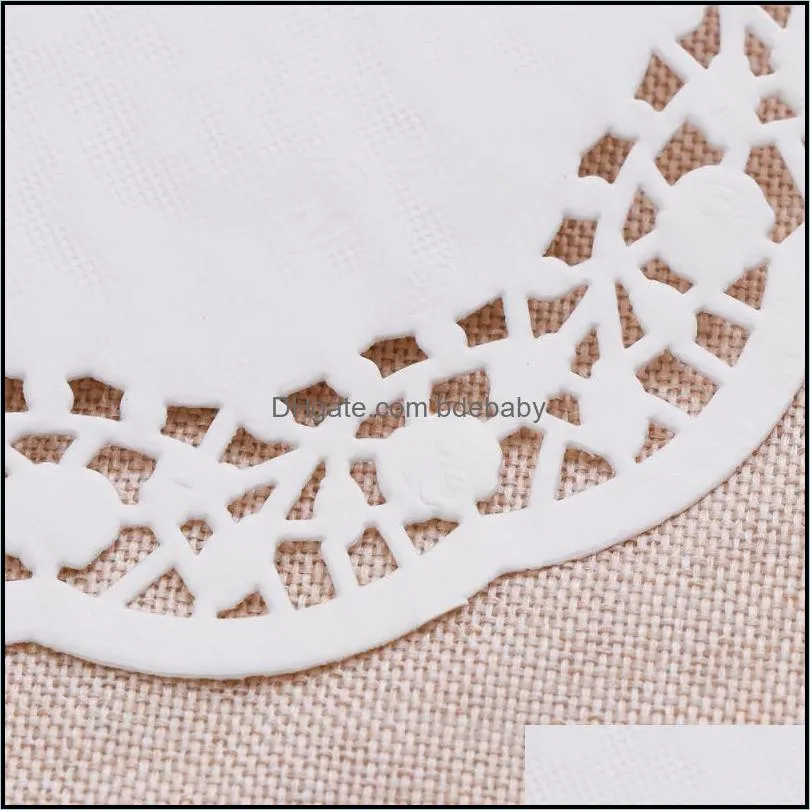 Mats & Pads 100pcs Disposable Oil-absorbing White Lace Paper Doilies Cake Box Liner Packaging Pad 4.5
