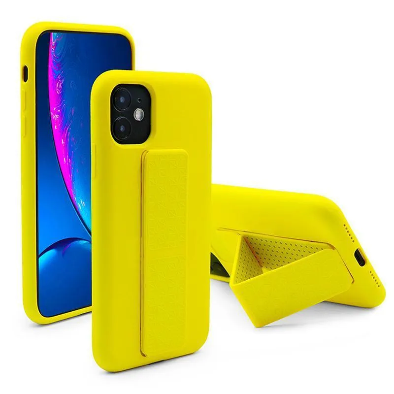 Custodie in silicone liquido morbido di lusso con supporto posteriore per iPhone 12 11 Pro Max XS X 7 8 6 6S Plus XR