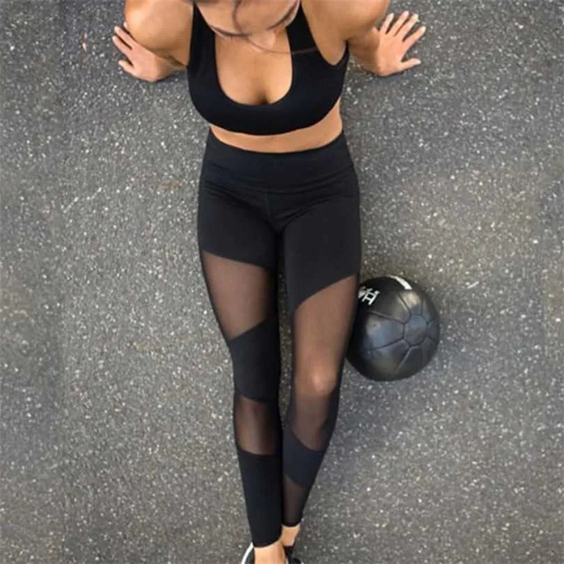 Mulheres Leggings Sexy Calças Push Up Fitness Gym Leggins Running Mesh Seamless Workout Femme Cintura alta Mujer 211221