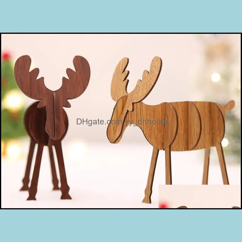 Juldekorationer Festligt partiförsörjning Hem Garden DIY Trä Elk Ornaments Dekoration Barngåvor Hjort för Bars Shop Malls Drop