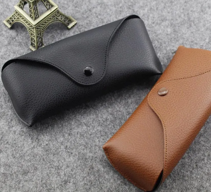 Wholesale Waterproof Sunglasses Box For Sun Glasses Case Black Brown Soft Retro Leather Sunglasses Case Cleaning Cloth Eyewear Glasses