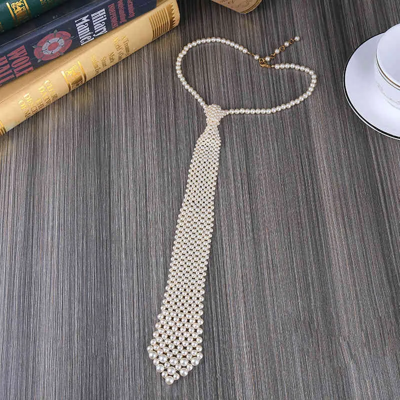 Children pearl Tie Jewelry Holiday party Birthday gift show Hand-woven tie with clothing accessories