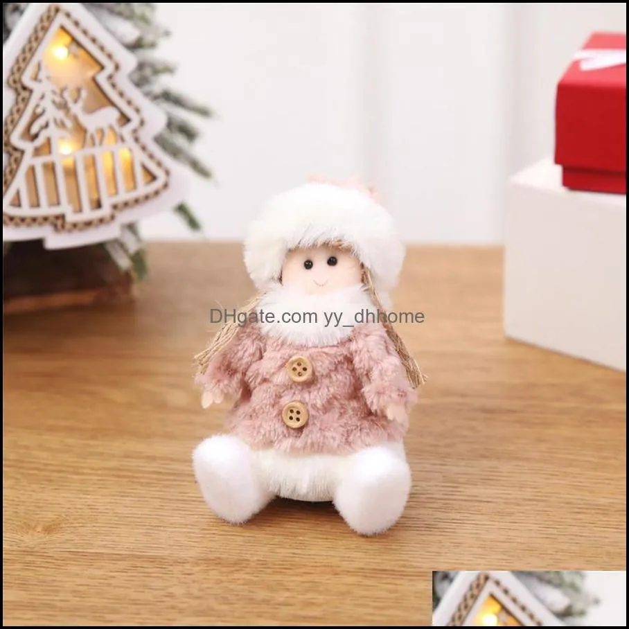 Christmas Ornaments Santa Claus Snowman Reindeers Angel Doll Festival Party Hang Decoration Xmas Table Decor Children Toy Gift JK1910