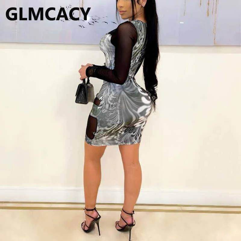 Long Sleeve Mesh Insert Bodycon Mini Dress with Puff Sleeves and V-Neck  Collar from Dhgate Basic & Casual Dresses - price 31.66