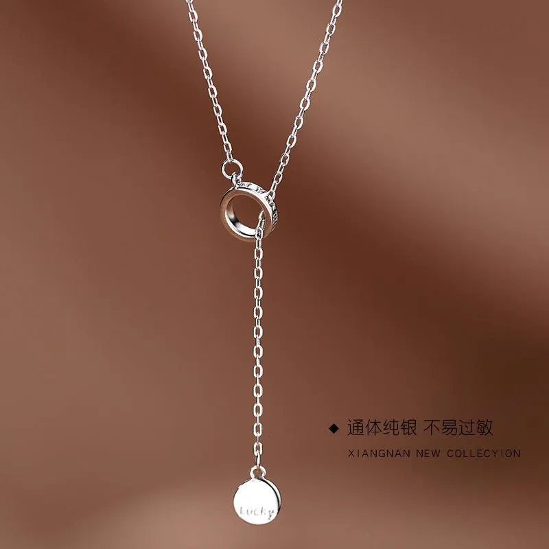 Подвесные ожерелья корейский S925 Серебряная серебряная мода простота Алфавит Ожерелье Удача персонализированный ювелирный подарок женщин 214b