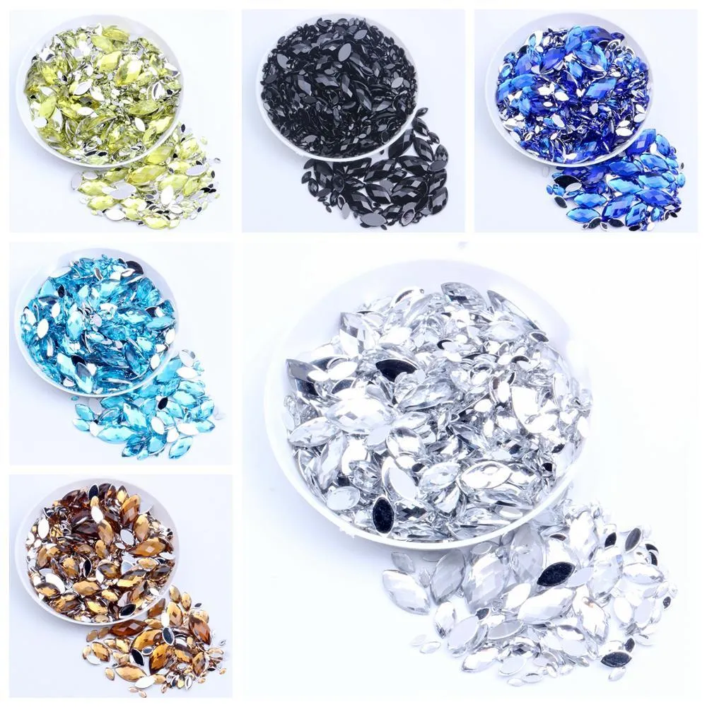 1.5*3mm-3*6mm Big Package Horse Eye Acrylic Rhinestones Crystal stone Loose Gems Beads For Nail Art Craft Decoration Accessories