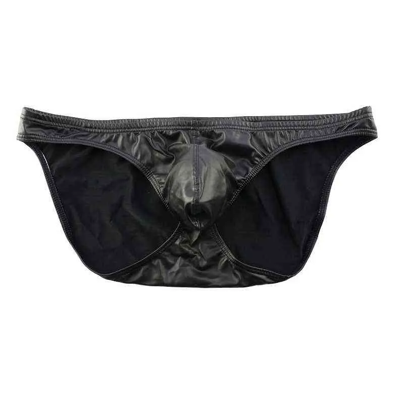 Roupa interior de couro do falso dos homens confortáveis ​​Respirável Respirável Couro Escroto Homens Underwear Sexy H1214