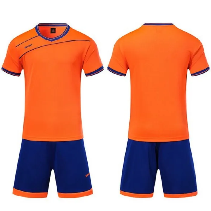 2021 Maillots de football personnalisés Ensembles de football bleu royal lisse absorbant la transpiration et respirant costume d'entraînement pour enfants Jersey 25