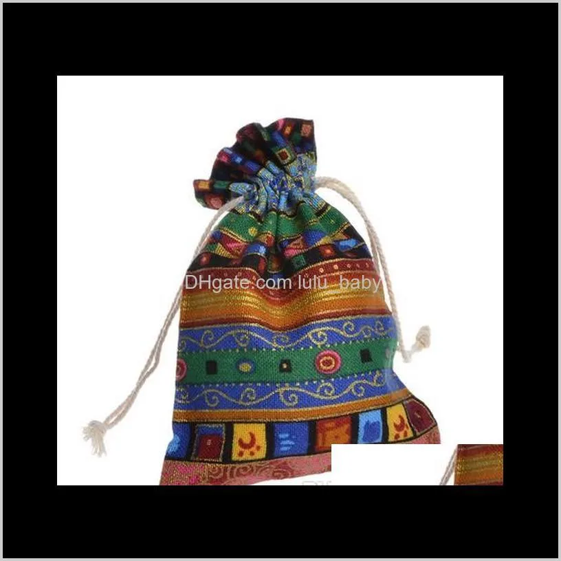  gift bags egyptian style jewelry coin pouch print drawstring gift bag cotton sachet candy travel purse ethnic 10x14cm