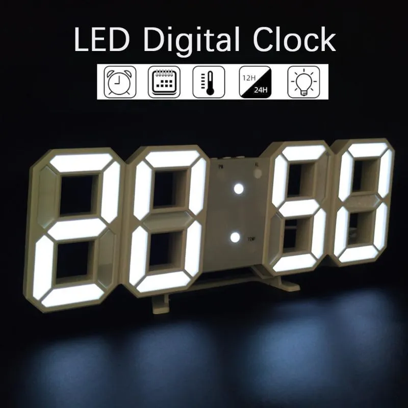 Große LED-Digital-Wanduhr, Datum, Uhrzeit, Celsius, Nachtlicht, Anzeige, Tisch, Desktop-Uhren, Alarm aus dem Wohnzimmer