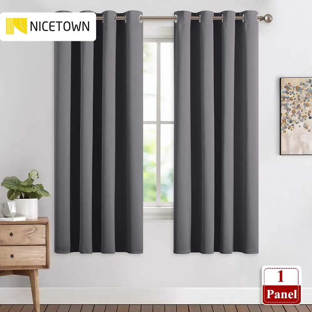 Nicetown 1pc Blackout Cortina Drape Panel Tres Paso Microfibra Reducción de Ruido Térmico Aislamiento Ventana Cortina para Sala de estar 210712