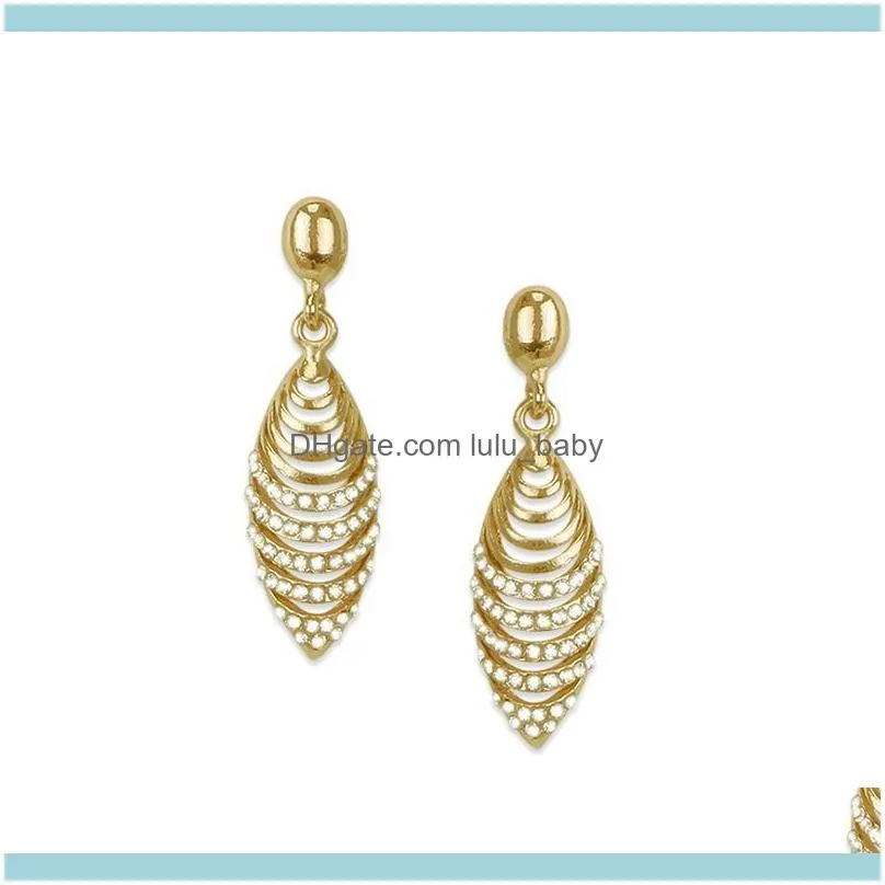 Gold Color Zirconia Water Drop Earrings For Women High Quality Zinc Alloy Trendy Wife Gifts Fashion Jewelry Ladies 2021 Dangle &
