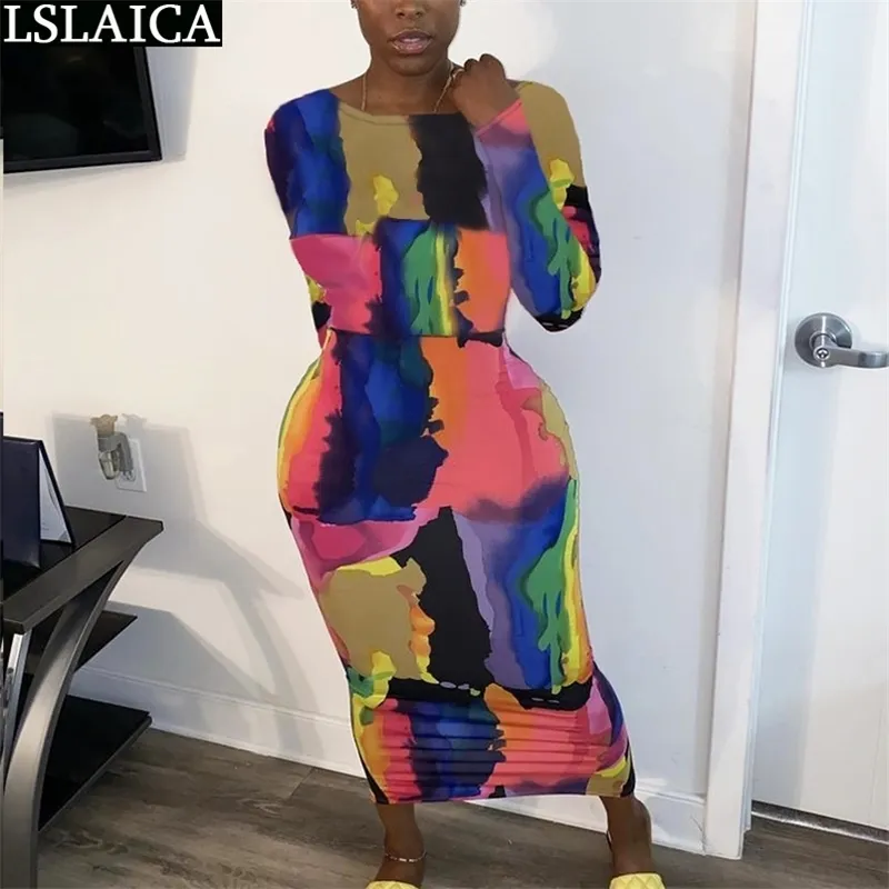 Maxi Dresses For Women Plus Size Patchwork Long Sleeve O Neck