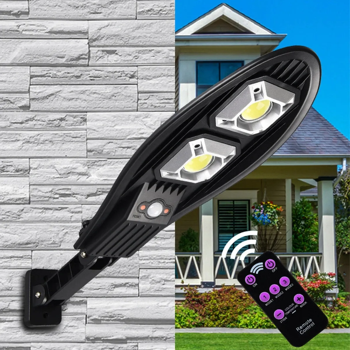 COB Solar Street Light Wall LED Motion Powered Sensor PIR Outdoor Garden - Without Remote