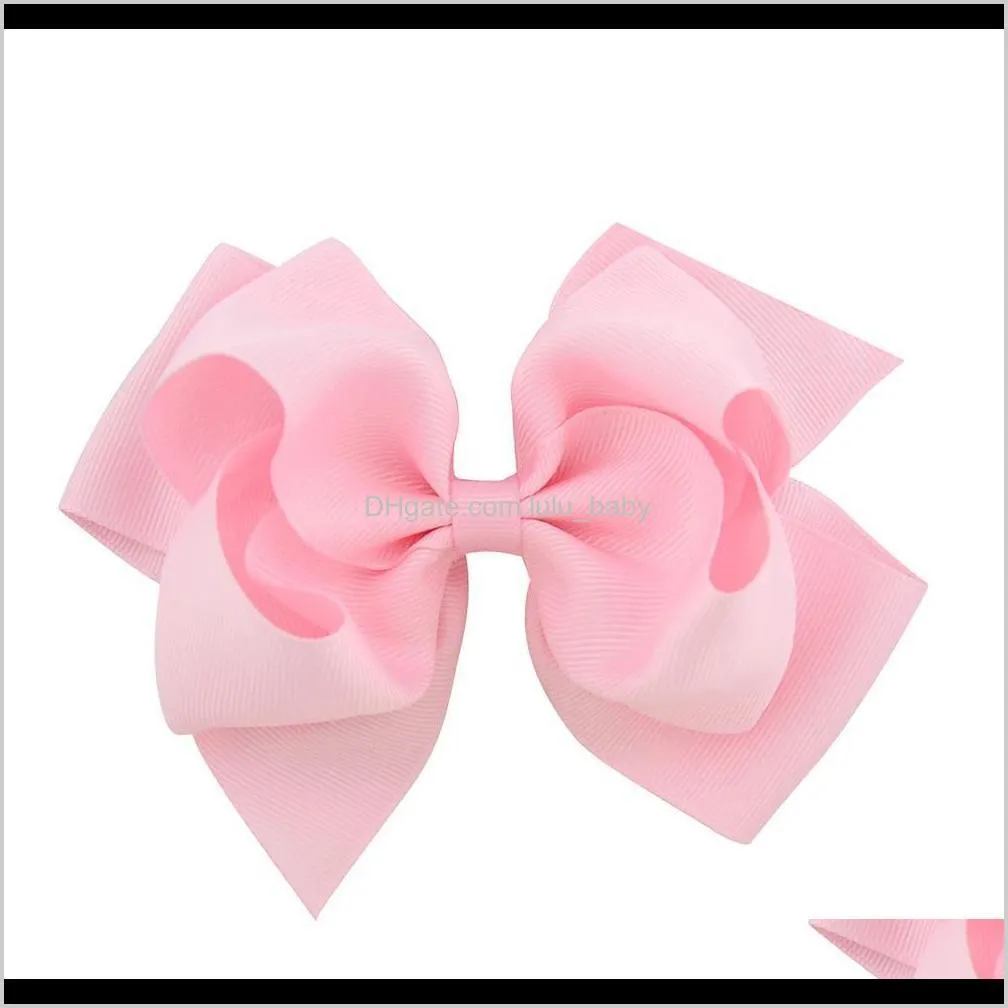 6inch 6 inch double stacked hair bow solid ribbon for kids girls baby boutique hair accessories with clip headwear