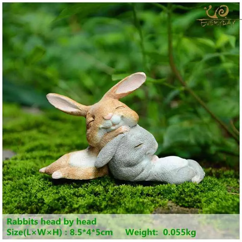 Everyday Collection Bunny Rabbits resin miniatures fairy garden Ornament craft bonsai home decor Easter Day gift 210727