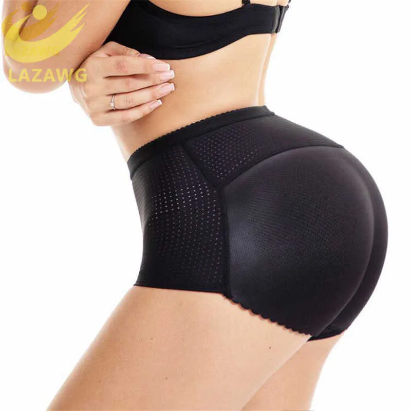 LAZAWG Mutandine contenitive da donna con imbottitura Butt Lifter Hip Enhancer Mesh Biancheria intima traspirante Push Up Big Ass Fake Butt Body Shaper 210708