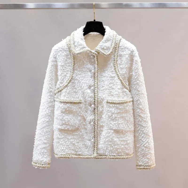 Kvinnors Jackor Brand Fashion Women High Luxury Höst Vinter Elegant Ladies Slim Wool Short Coat Jacket