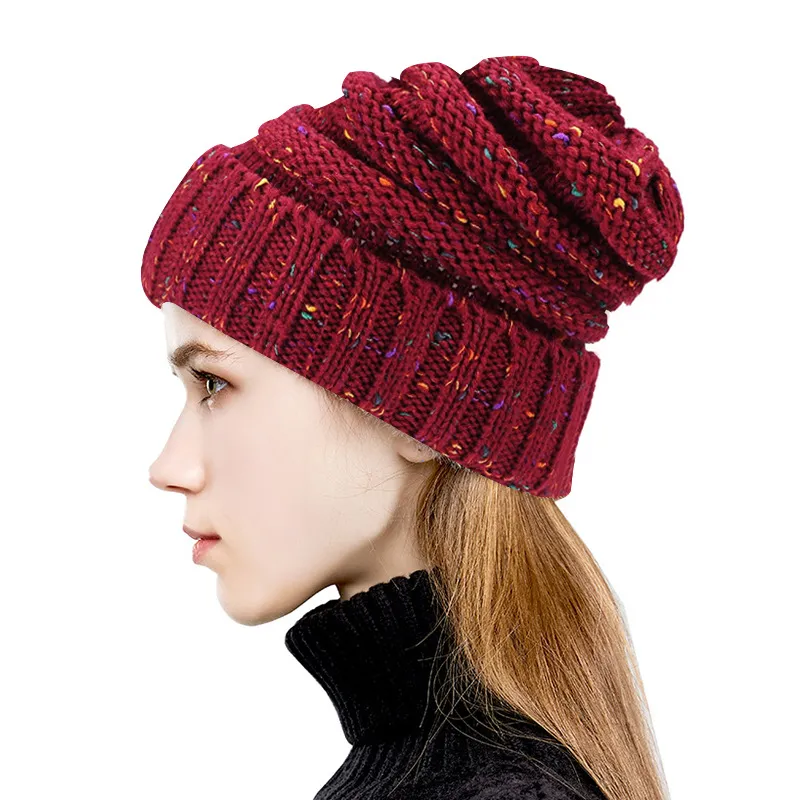M352新しい秋冬ファッション女性のニット帽子の頭蓋骨豆の帽子暖かい帽子