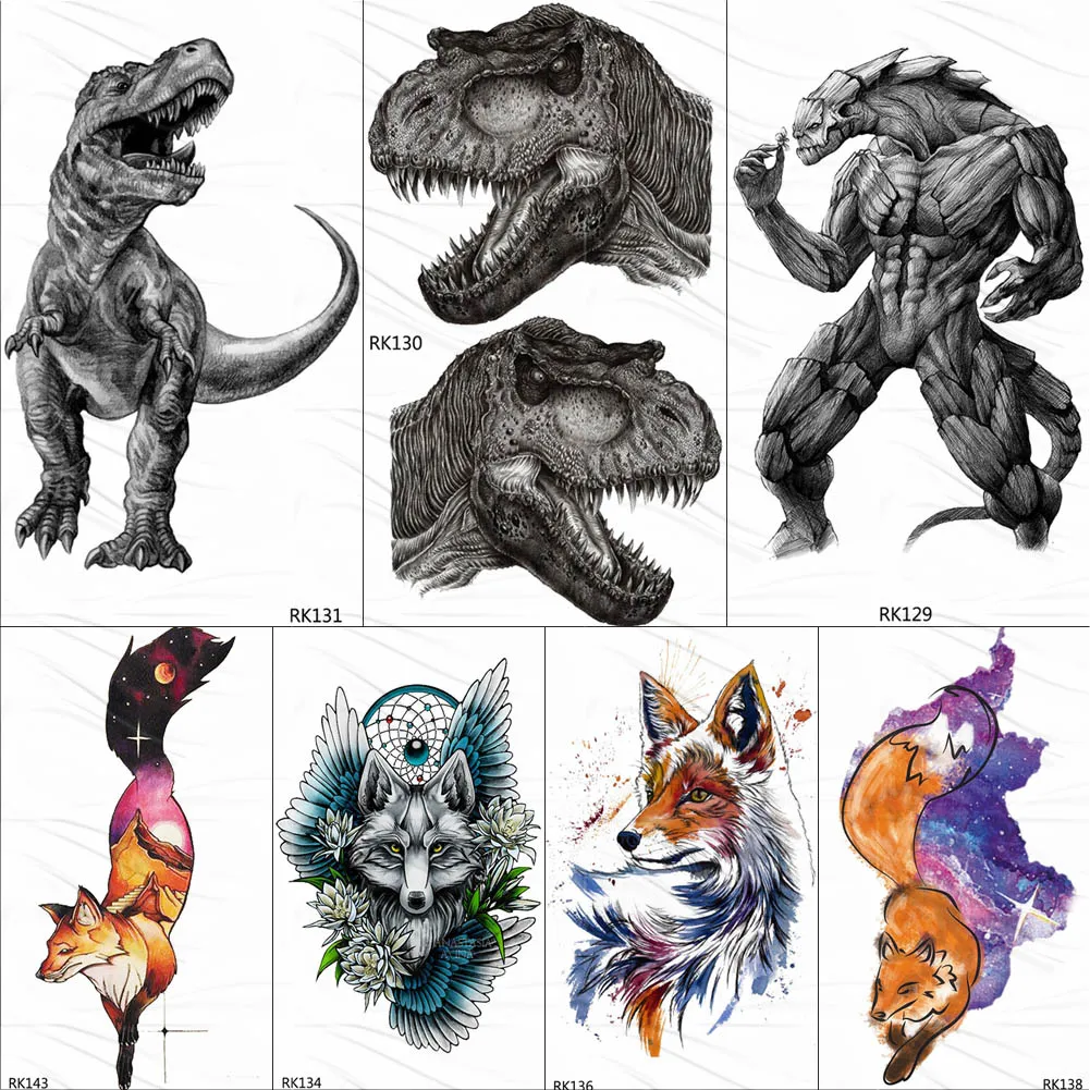 Dinosaur Monster Temporary Tattoos Sticker Roar Tyrannosaurus Rex Custom Tattoo Body Art Arm Wrist Fake Tatoos Men