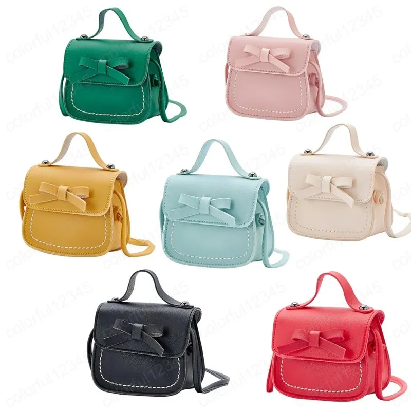 Söt liten tjej mini plånböcker kawaii läder crossbody väskor för barn små mynt plånbokspåse baby girls bowknot purse gåva