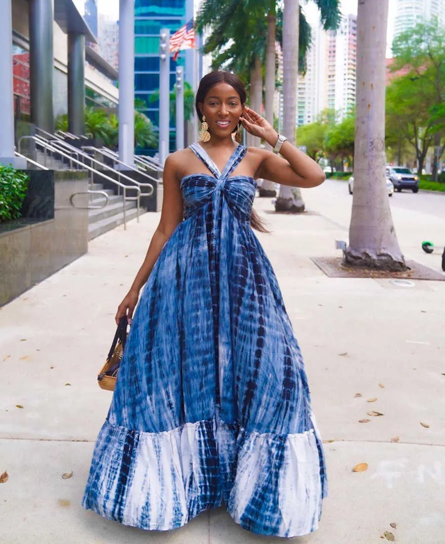 princess polly baby blue dress Stripe Backless Pockets Dress - BlackandWhite - L main image 0