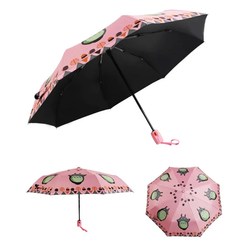 Barn paraply kartong söt parapluie tre vikande paraplyer studenter parasoll cosplay samling barn regn och sol
