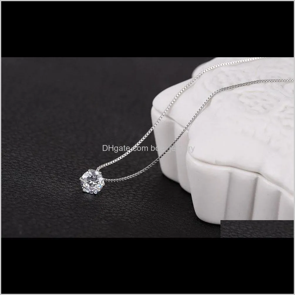 exquisite rhinestone chain single zircon 925 pure silver plated necklace female fashion accessories silver jewelry christmas gift