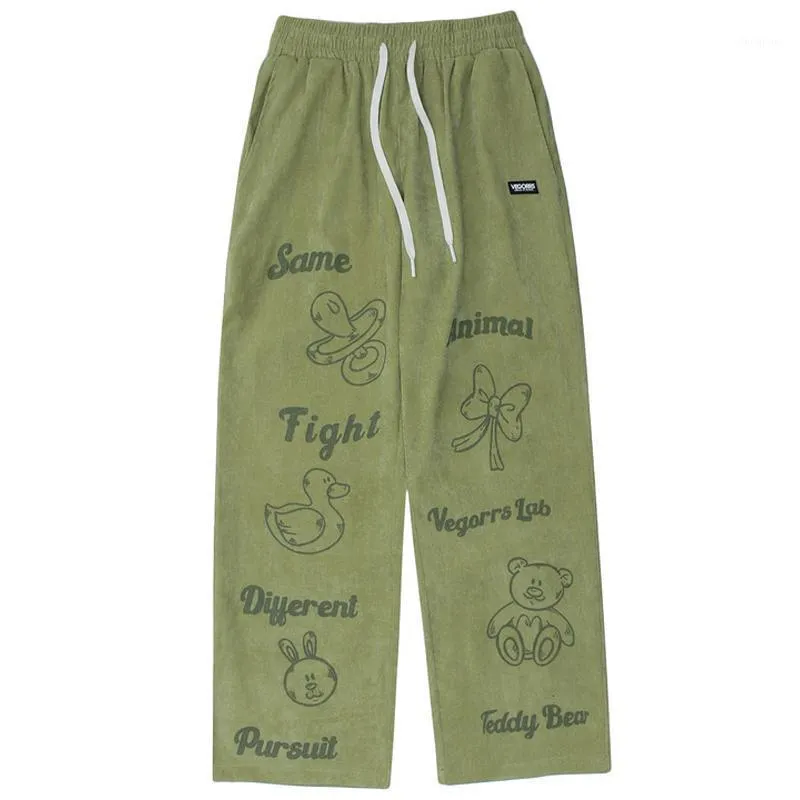 メンズパンツメンズカジュアル緩いCordurooy Hiphop Streetwars Sweatpants Unisex特大ジョガー男性動物プリントズボン