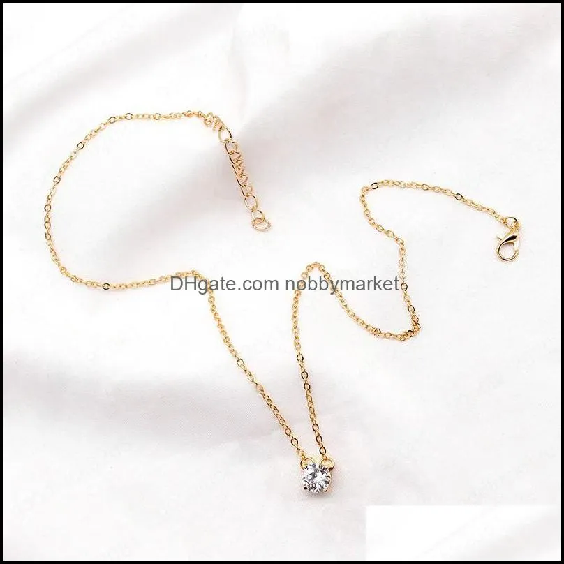 Elegant Charming Gold Chain Necklaces Women Jewelry Ladies Wedding Party Gifts Simple Geometric Crystal Zircon Ckoker Necklace