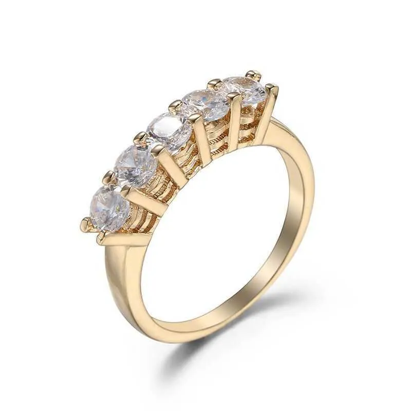 MXGXFAM Kleine CZ Ringen voor Vrouwen Mooie Sieraden 18 K Geel Goud-Color AAA + Cubic Zirkoon X0715