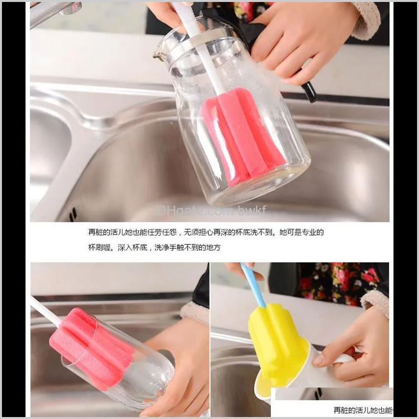 2pcs kitchen cleaning tool sponge brush for wineglass bottle coffe tea glass cup color random