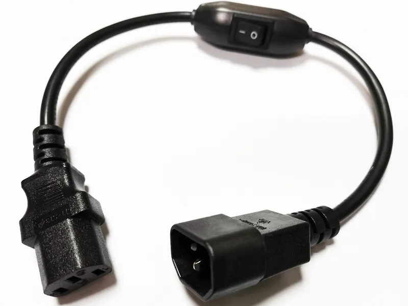 Adaptateur secteur IEC 320 de haute qualité, rallonge C14 mâle à C13 femelle avec interrupteur, câble PDU UPS/2 pièces