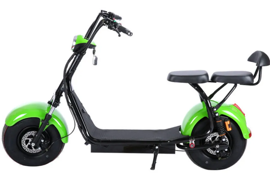 Två-sits breda däck anpassade elektriska scooter lämplig för stadsvägar och motorvägar, Unisex Global Sharing