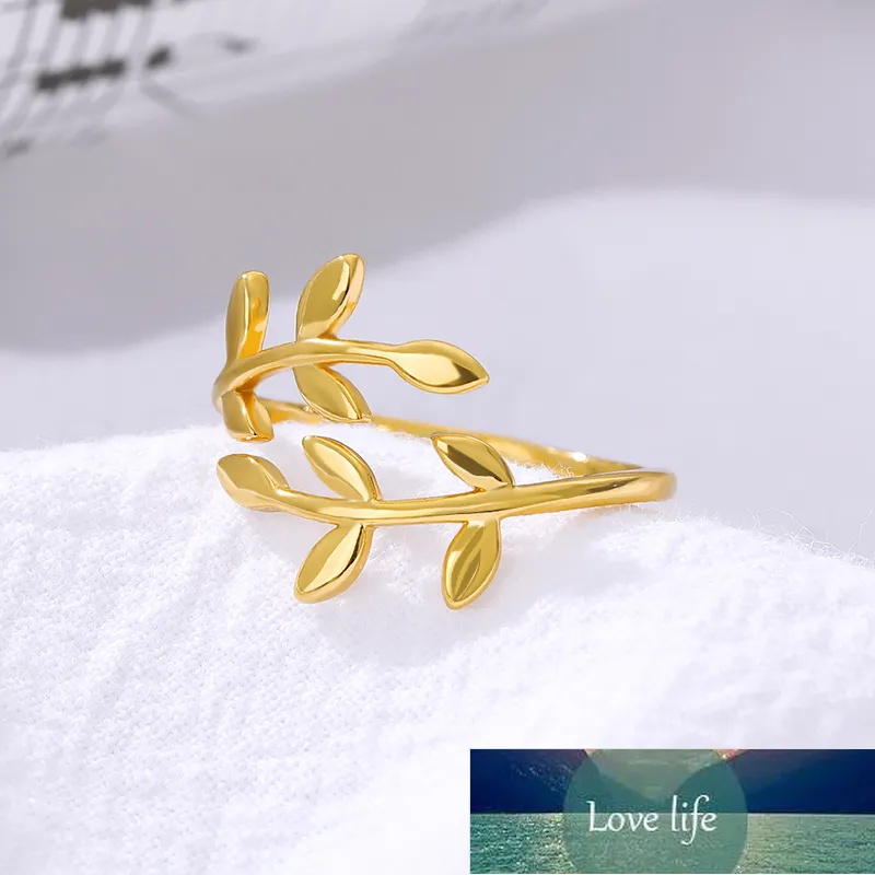 Ouro rosa sem níquel Folhas de galho de oliveira Midi Anéis Jóias Acessórios de moda feminina Folha Envoltório Anel BFF Bague Femme