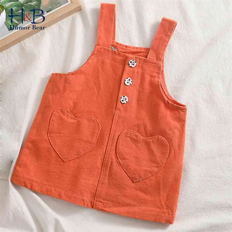 Girls Dress Summer Girl Mini Retro Cute Suspenders Solid Overalls 210611