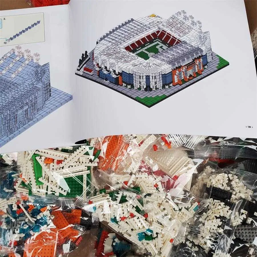 6300pcs mini bloki architektura Budynek stadionu zabawki Model Brinquedos Football Field Old Trafford Dzieci obecne dla mężczyzny prezenty Q072305T
