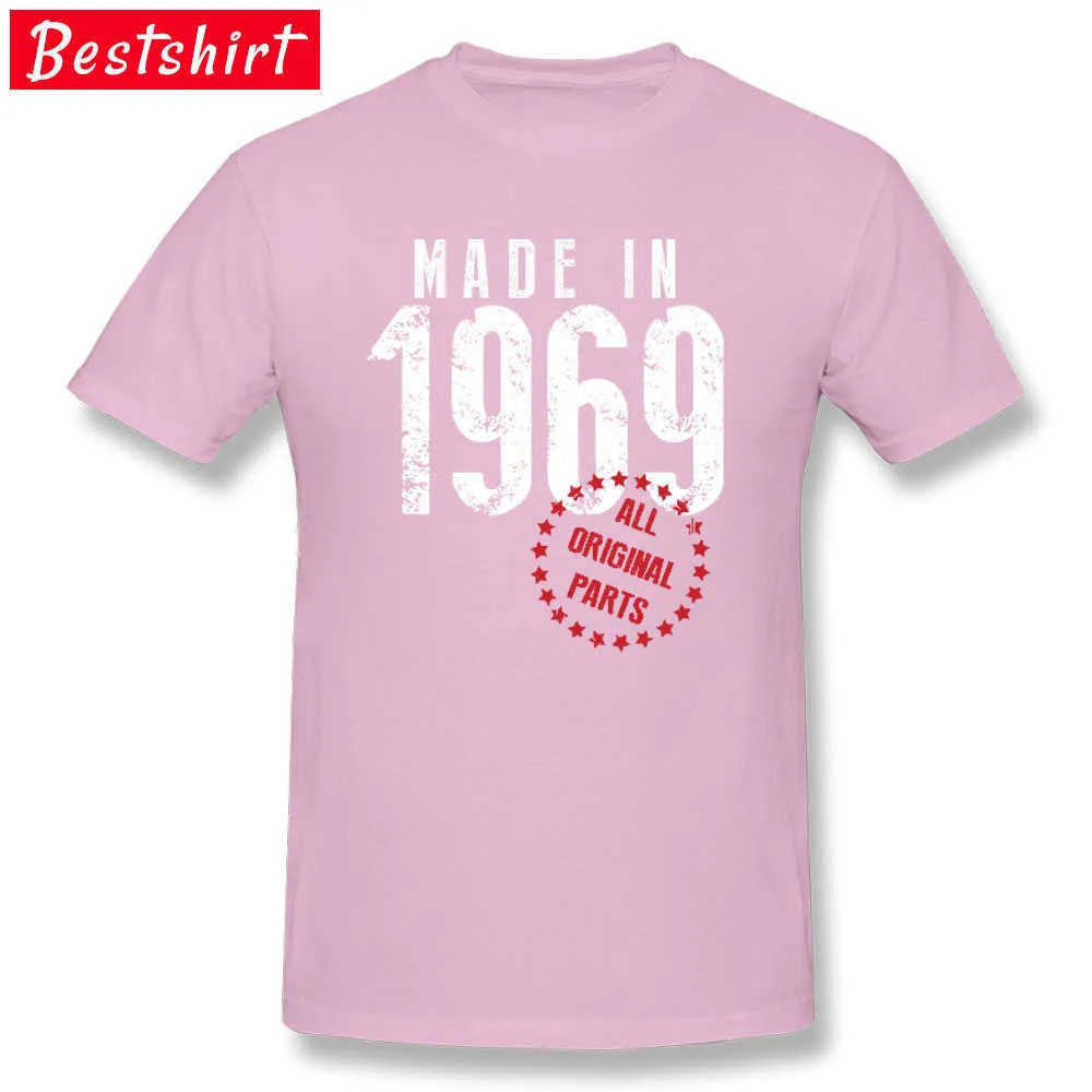 Made-In-1969-All-Original-Parts Young Prevalent Tops & Tees Crew Neck Labor Day 100% Cotton Fabric Top T-shirts Family Tee-Shirt Made-In-1969-All-Original-Parts pink