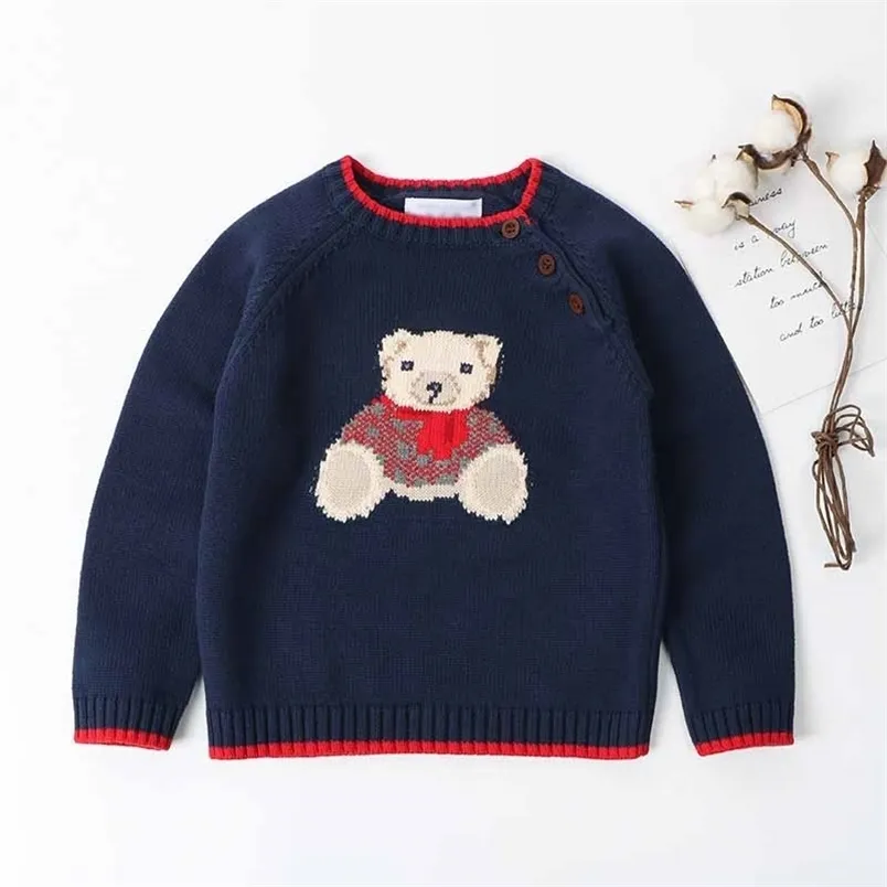 Kinder Pullover Cartoon Bär Mädchen und Jungen Kint S Herbst Winter Baby Warme Wolle Tops für Kinder Kleidung Pullover 211201