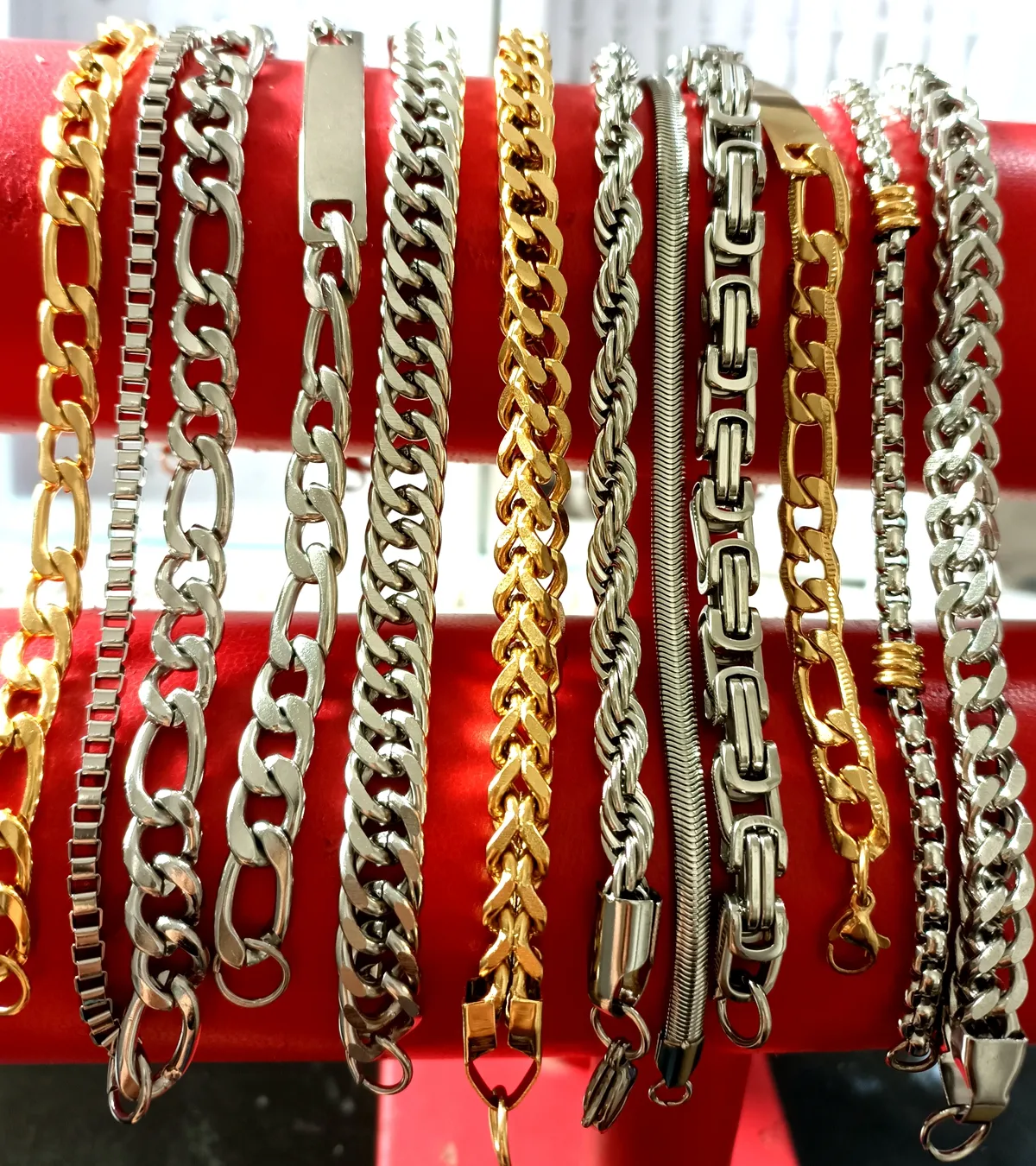 ☆Stainless Steel Link ブレスレット【UK発】 Stainless Steel Chain Link Bracelets For Men Punk Wristbands