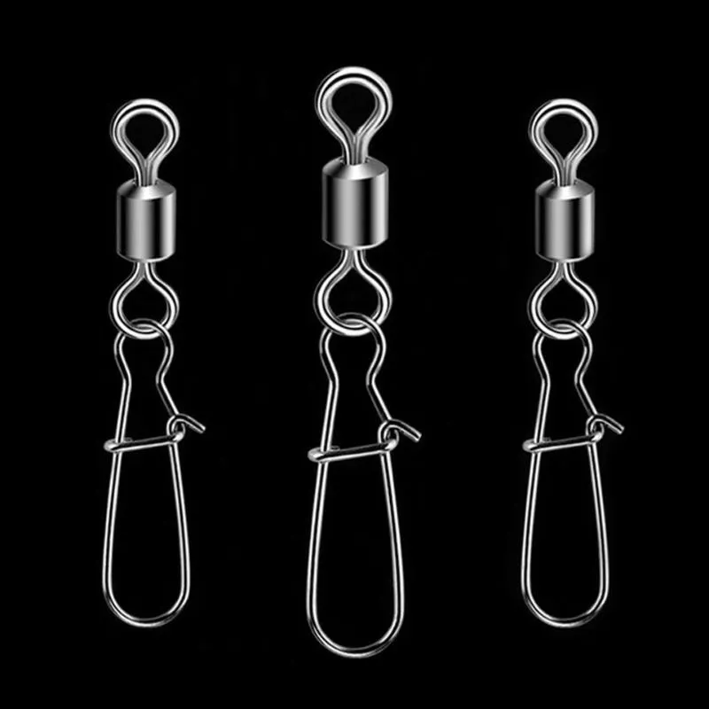 Hameçons de pêche WALK FISH 20PCS / Lot Connecteur Pin Roulement Pivotant En Acier Inoxydable Avec Snap Fishhook Leurre Tackle Accessoire