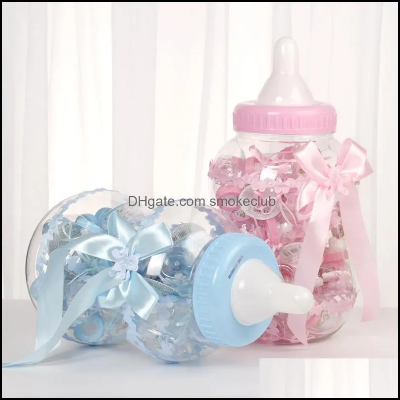 Gift Wrap Baby Girl Boy Plastic Box Shower Candy Dragee Baptism Feeding Bottle Wedding Birthday Party Decorations Kids