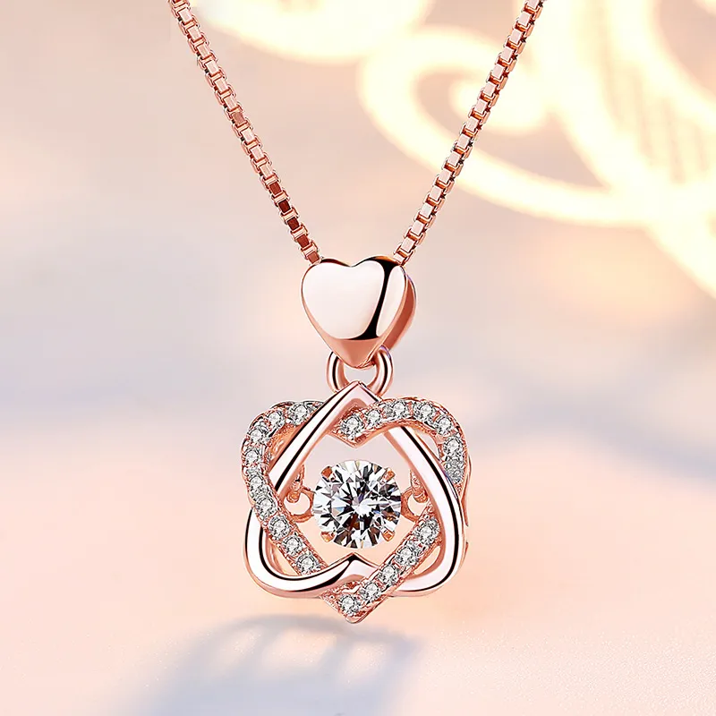 Smart Heart Necklace 925 Silverpläterade Rose Gold Pendant Clavicle Chain Smycken