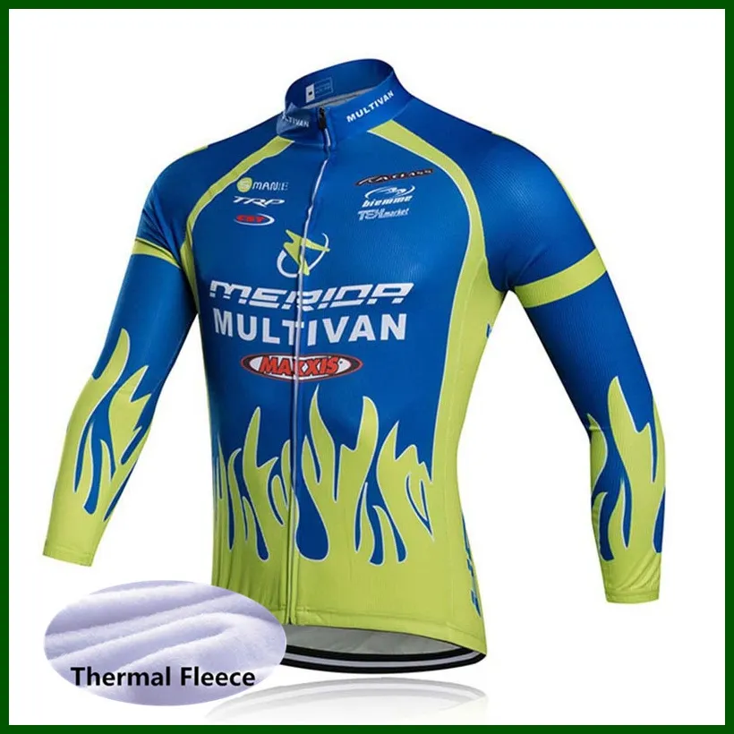 Pro Team MERIDA Maglia da ciclismo Mens Thermal Fleece Manica lunga Sport Uniforme Mountain Bike Camicie Bici da strada Top Abbigliamento da corsa Abbigliamento sportivo all'aperto Y21050601