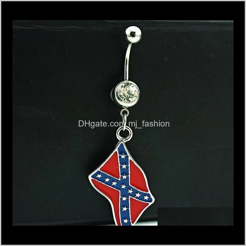  shipping fashion belly button rings dangle 316l stainless steel national flag navel body piercing jewelry 2032